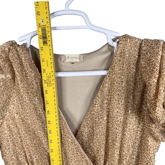 Altard State NWT Womens M Animal Print Ruffle Sheer Tiered Faux Wrap Dress Boho - Picture 8 of 16